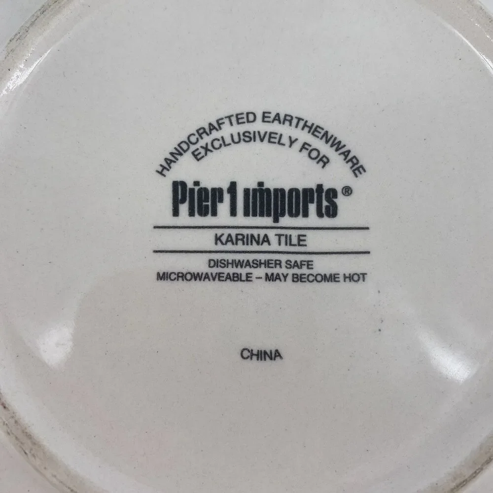 Pier 1 Imports Karina Tile Salad Plates Set of 3 8.5” Ceramic Mediterranean